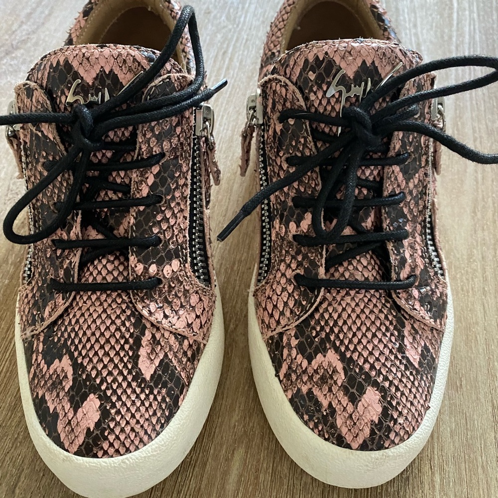 Giuseppe Zanotti Python Print Double Zip Sneakers… - image 1